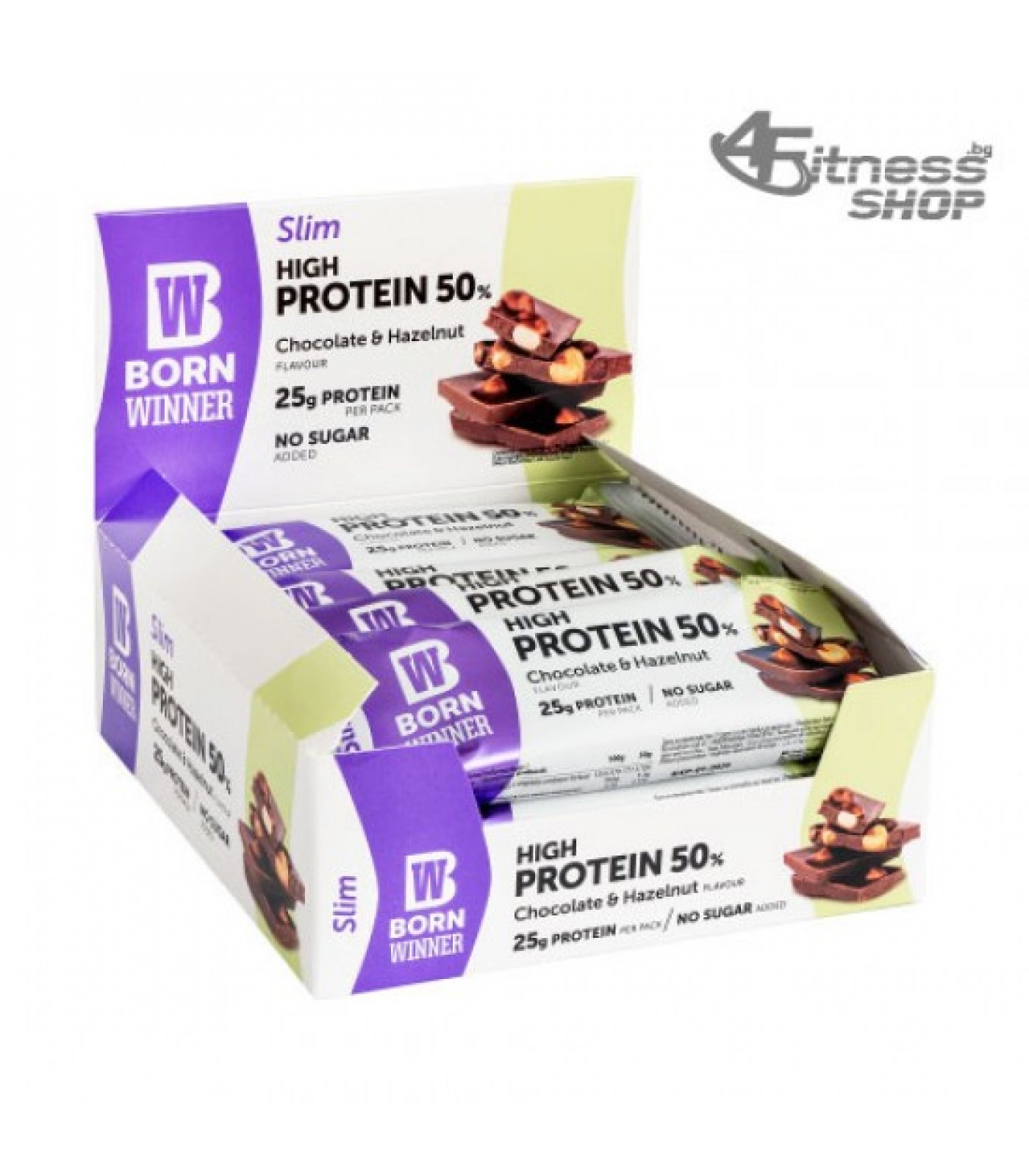 BORN WINNER Slim High Protein Bar 50% Chocolate & hazelnut 12х50 гр